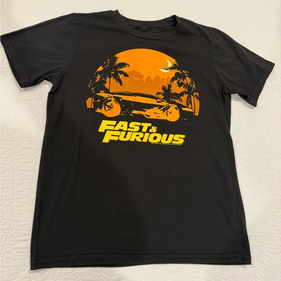 Boys Fast & Furious Black T-Shirt Size Large - Picture 1 of 2